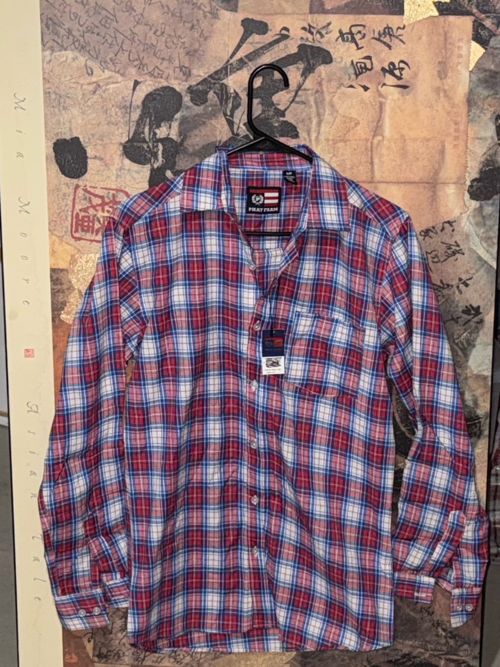 Phat Farm Red and Blue Plaid Button-Down Shirt